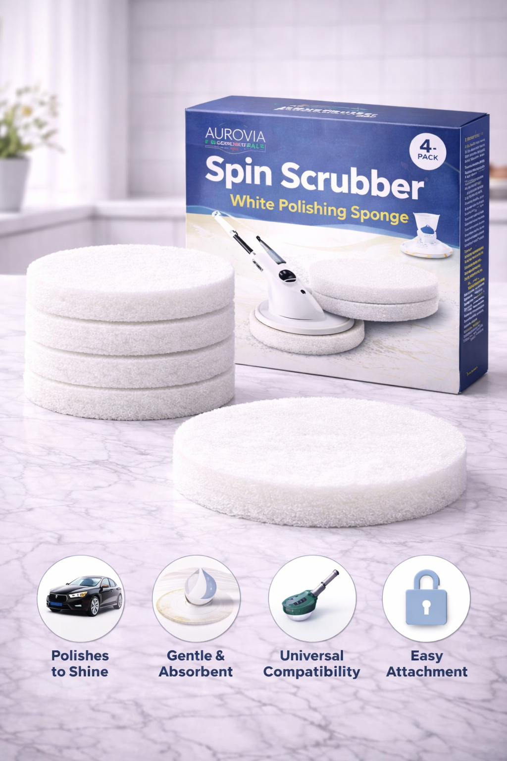 Spin Scrubber White Polishing Sponge