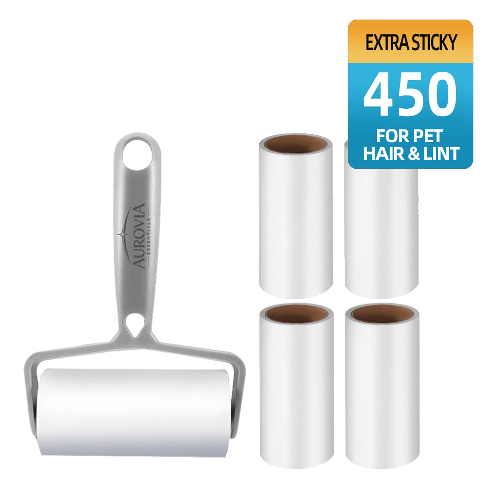 Aurovia Essentials Lint Roller Starter Set (Handle + 5 Rolls)