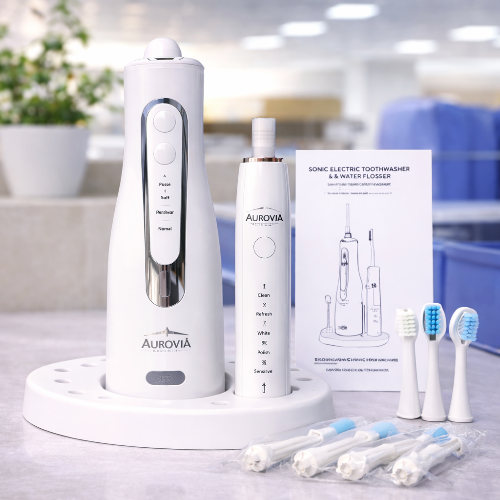 Aurovia Essentials Oral Care Combo — Electric Toothbrush + Water Flosser